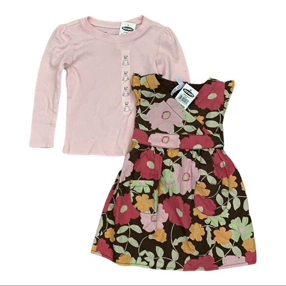 Old Navy NWT 3 Piece Cotton Dress and Shirt Set Size 12-18 Months - Picture 1 of 4
